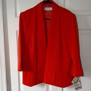 Kasper Women's Bright Red Open-Front Blazer with Shawl Lapel
